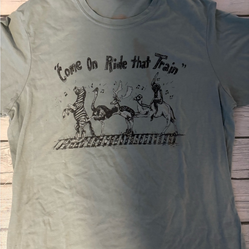 Mr P’s tees “c’mon ride that train” Tee in Light green - Picture 2 of 5